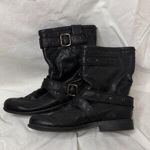 Palladium Black Leather Strap Buckle Boots